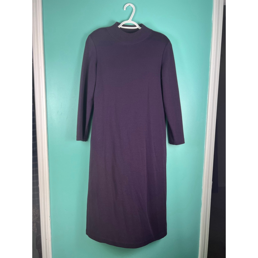 Vintage Sag Harbor Petite Sweater Dress in Plum Purple